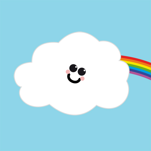 Kate Cloud website icon, a smiley faced cloud and rainbow